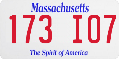 MA license plate 173IO7