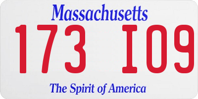 MA license plate 173IO9