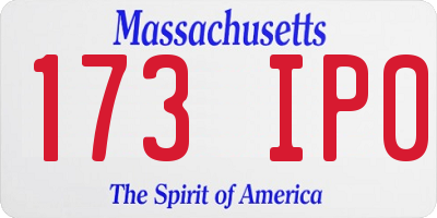 MA license plate 173IP0