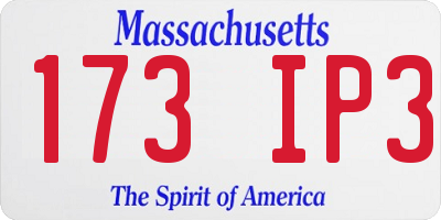 MA license plate 173IP3