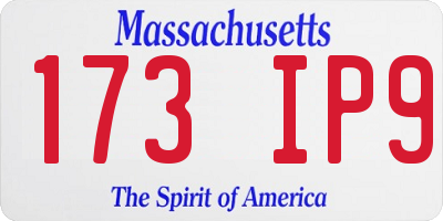 MA license plate 173IP9