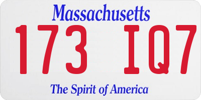 MA license plate 173IQ7