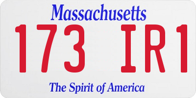 MA license plate 173IR1