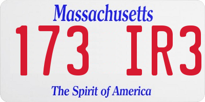 MA license plate 173IR3