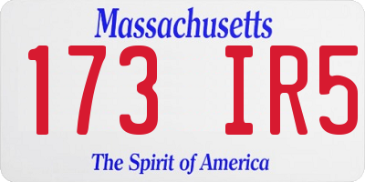 MA license plate 173IR5