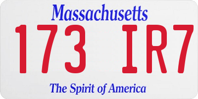 MA license plate 173IR7