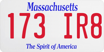 MA license plate 173IR8