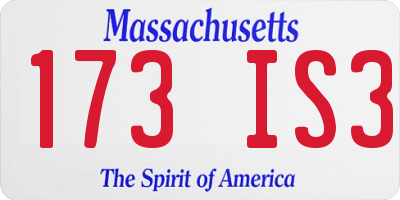 MA license plate 173IS3