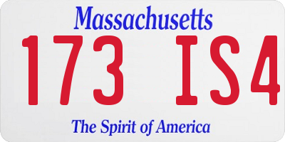 MA license plate 173IS4