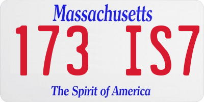 MA license plate 173IS7