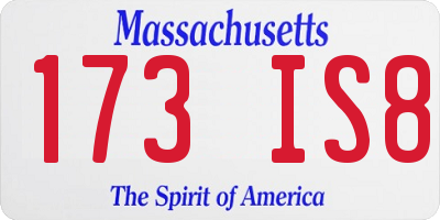MA license plate 173IS8