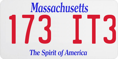 MA license plate 173IT3