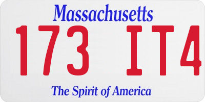 MA license plate 173IT4