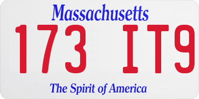 MA license plate 173IT9