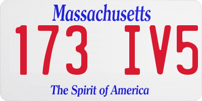 MA license plate 173IV5