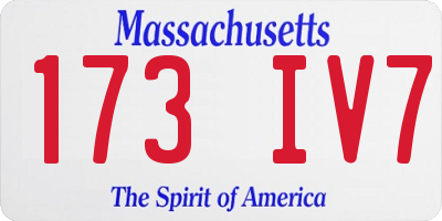 MA license plate 173IV7