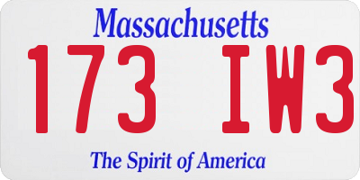 MA license plate 173IW3