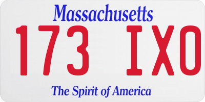 MA license plate 173IX0