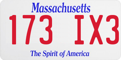 MA license plate 173IX3