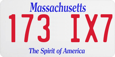 MA license plate 173IX7