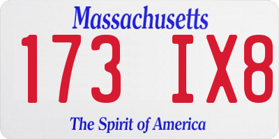MA license plate 173IX8