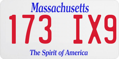MA license plate 173IX9