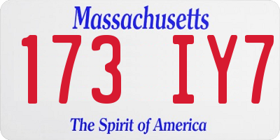 MA license plate 173IY7