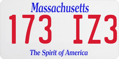 MA license plate 173IZ3