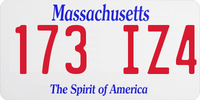 MA license plate 173IZ4