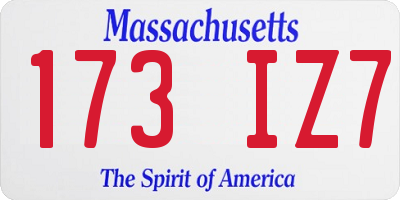 MA license plate 173IZ7