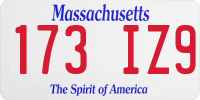 MA license plate 173IZ9