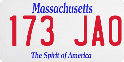 MA license plate 173JA0