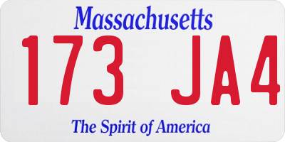 MA license plate 173JA4