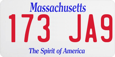 MA license plate 173JA9