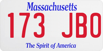 MA license plate 173JB0