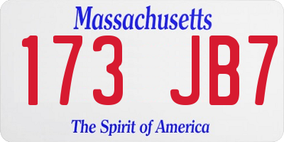 MA license plate 173JB7