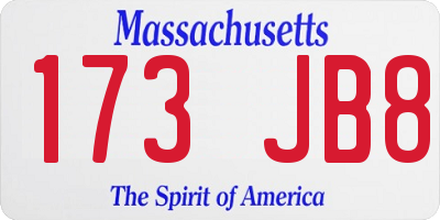 MA license plate 173JB8