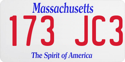 MA license plate 173JC3
