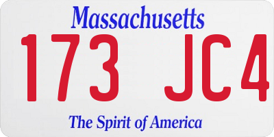 MA license plate 173JC4