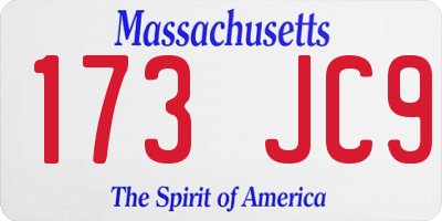 MA license plate 173JC9