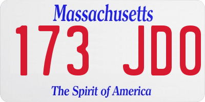 MA license plate 173JD0