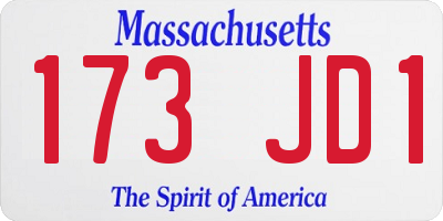 MA license plate 173JD1