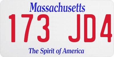MA license plate 173JD4