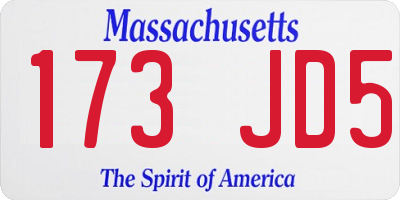 MA license plate 173JD5