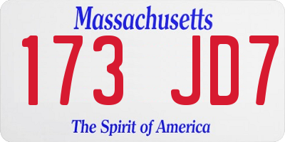MA license plate 173JD7