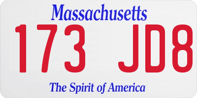 MA license plate 173JD8