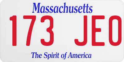 MA license plate 173JE0