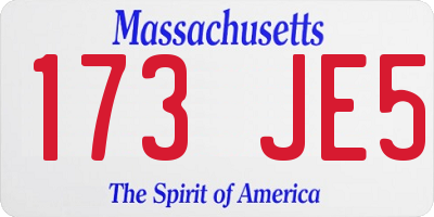 MA license plate 173JE5