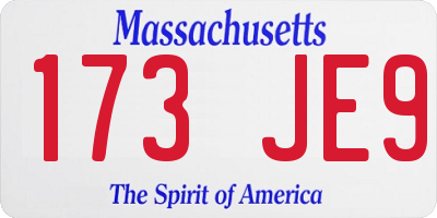 MA license plate 173JE9