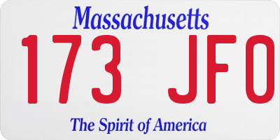 MA license plate 173JF0